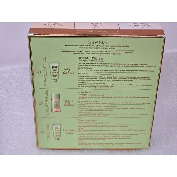Pixi Skintreats Best Of Bright Set  3-Piece Glow Mud Cleanser Tonic & Mask - Picture 2 of 2